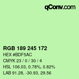 カラーコード: RGB 189 245 172 | qconv.com