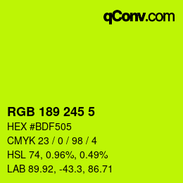 颜色代码: RGB 189 245 5 | qconv.com