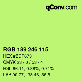 カラーコード: RGB 189 246 115 | qconv.com