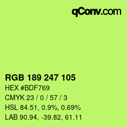 颜色代码: RGB 189 247 105 | qconv.com