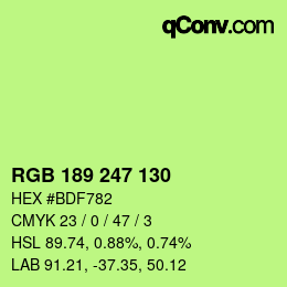 カラーコード: RGB 189 247 130 | qconv.com