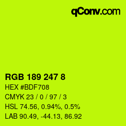 颜色代码: RGB 189 247 8 | qconv.com