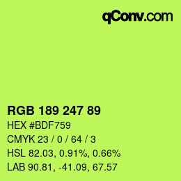 Color code: RGB 189 247 89 | qconv.com