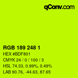 Color code: RGB 189 248 1 | qconv.com