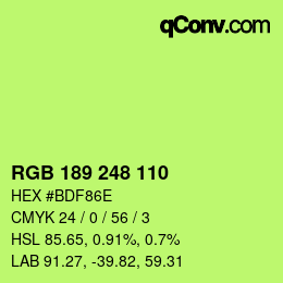 Color code: RGB 189 248 110 | qconv.com