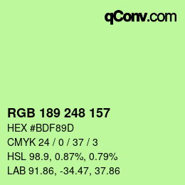 カラーコード: RGB 189 248 157 | qconv.com