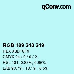 カラーコード: RGB 189 248 249 | qconv.com