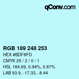 カラーコード: RGB 189 248 253 | qconv.com