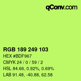 カラーコード: RGB 189 249 103 | qconv.com