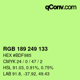 カラーコード: RGB 189 249 133 | qconv.com