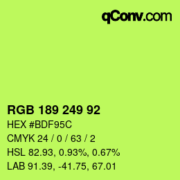 カラーコード: RGB 189 249 92 | qconv.com