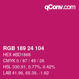 カラーコード: RGB 189 24 104 | qconv.com