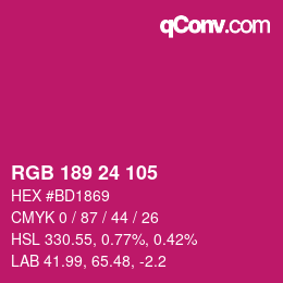Color code: RGB 189 24 105 | qconv.com