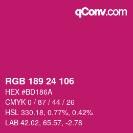 Color code: RGB 189 24 106 | qconv.com