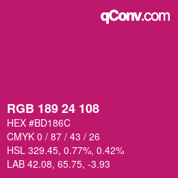 カラーコード: RGB 189 24 108 | qconv.com