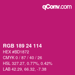 Color code: RGB 189 24 114 | qconv.com