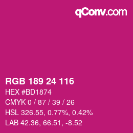 カラーコード: RGB 189 24 116 | qconv.com
