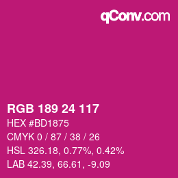 Color code: RGB 189 24 117 | qconv.com