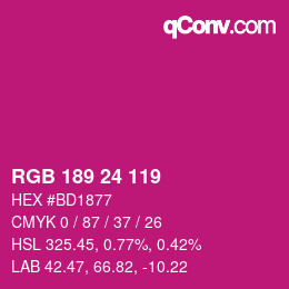 カラーコード: RGB 189 24 119 | qconv.com