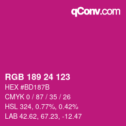 カラーコード: RGB 189 24 123 | qconv.com