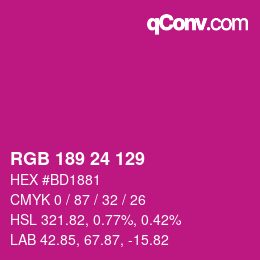 Color code: RGB 189 24 129 | qconv.com