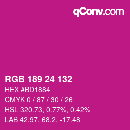 カラーコード: RGB 189 24 132 | qconv.com