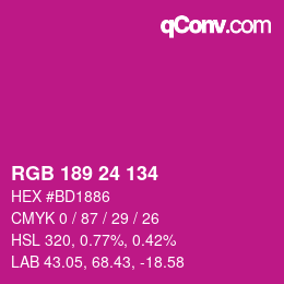 カラーコード: RGB 189 24 134 | qconv.com
