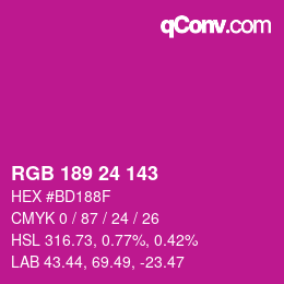 カラーコード: RGB 189 24 143 | qconv.com