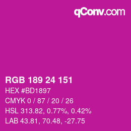 カラーコード: RGB 189 24 151 | qconv.com