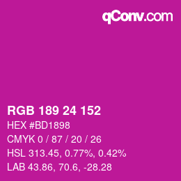 カラーコード: RGB 189 24 152 | qconv.com