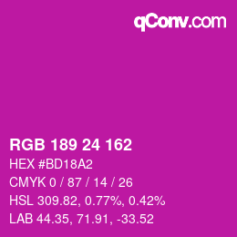 Color code: RGB 189 24 162 | qconv.com