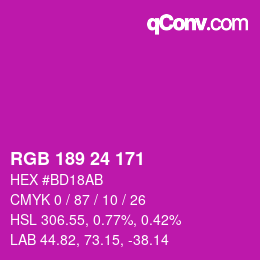 Color code: RGB 189 24 171 | qconv.com
