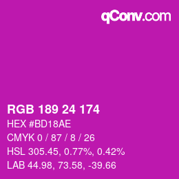 Color code: RGB 189 24 174 | qconv.com