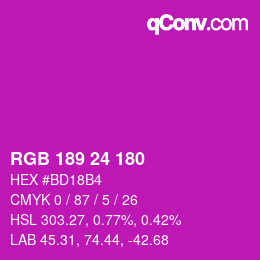 カラーコード: RGB 189 24 180 | qconv.com