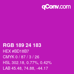 カラーコード: RGB 189 24 183 | qconv.com