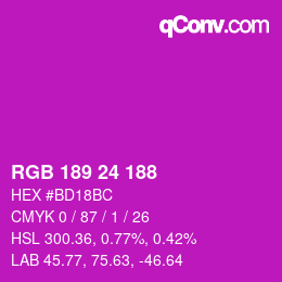 カラーコード: RGB 189 24 188 | qconv.com