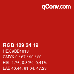カラーコード: RGB 189 24 19 | qconv.com