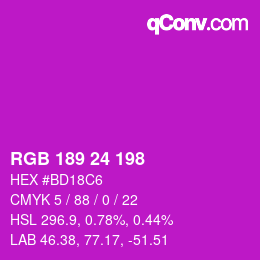 颜色代码: RGB 189 24 198 | qconv.com