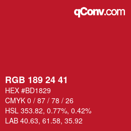 カラーコード: RGB 189 24 41 | qconv.com