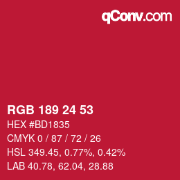 カラーコード: RGB 189 24 53 | qconv.com