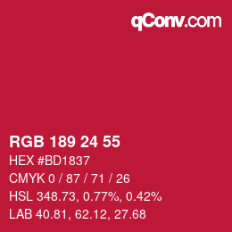 カラーコード: RGB 189 24 55 | qconv.com