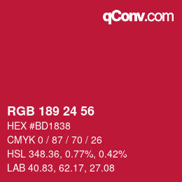 Color code: RGB 189 24 56 | qconv.com