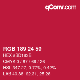 カラーコード: RGB 189 24 59 | qconv.com