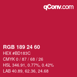 Color code: RGB 189 24 60 | qconv.com