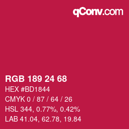 Color code: RGB 189 24 68 | qconv.com