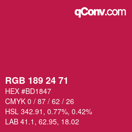 カラーコード: RGB 189 24 71 | qconv.com