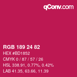 カラーコード: RGB 189 24 82 | qconv.com