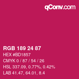 カラーコード: RGB 189 24 87 | qconv.com