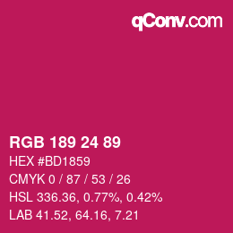 カラーコード: RGB 189 24 89 | qconv.com
