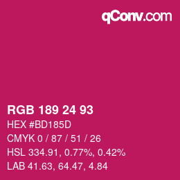 カラーコード: RGB 189 24 93 | qconv.com